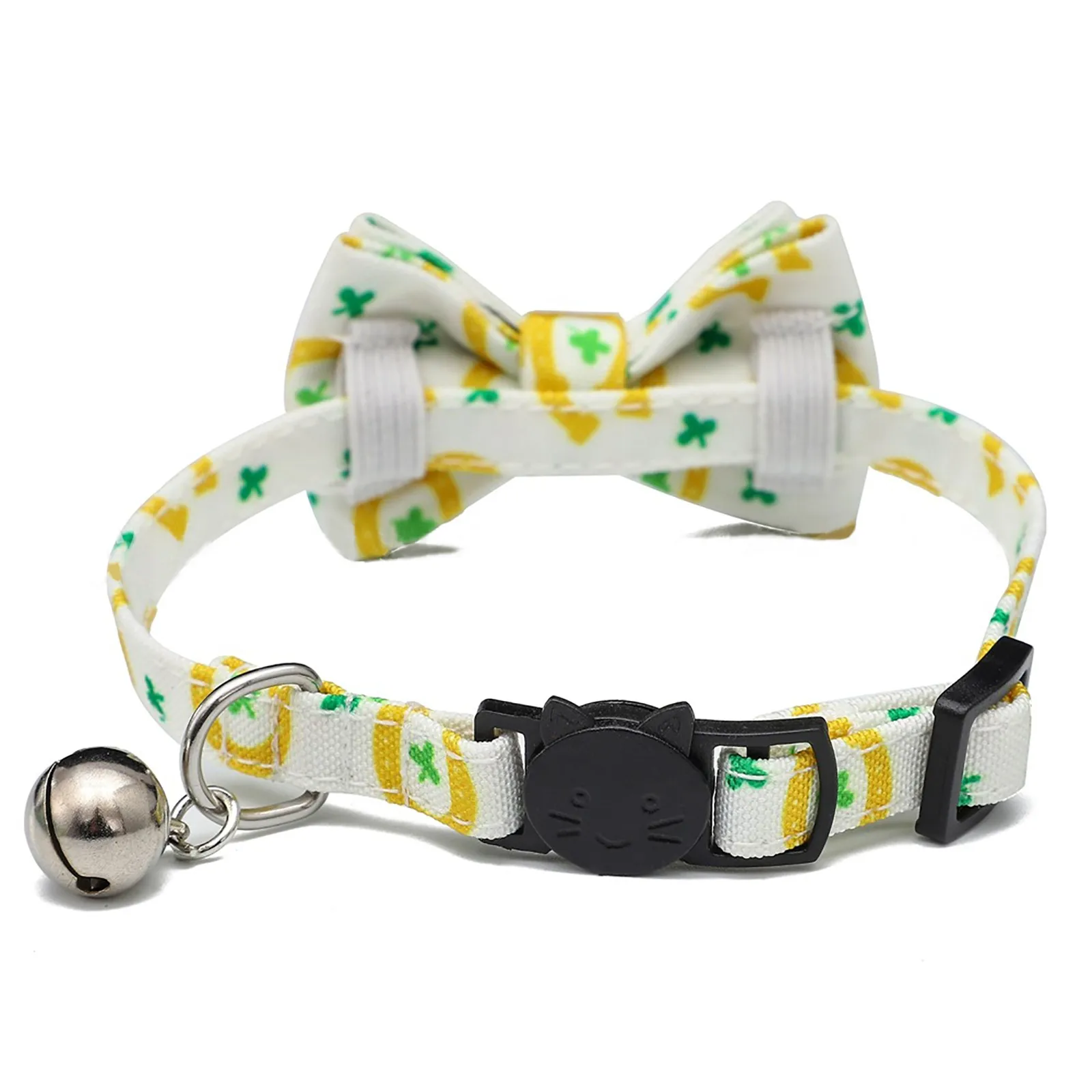 

St. Patrick's Day Pet Collar For Puppies Cats Adjustable Bow Tie With Bells Green 5 Styles Of Collar Pet Accessories 2021 New