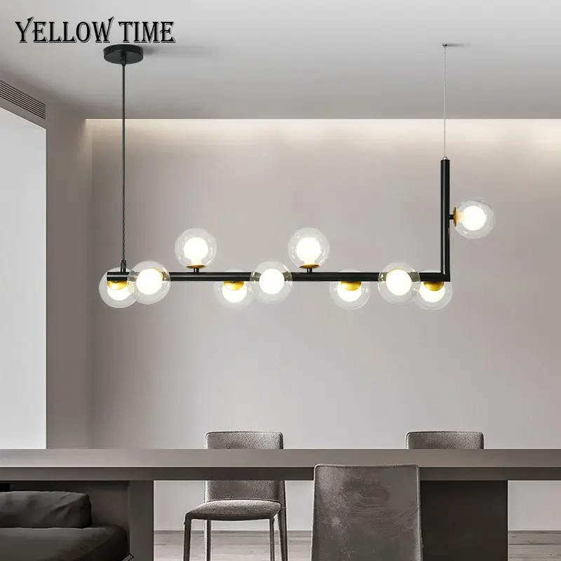 

Скандинавская художественная полоса, подвесные светильники, стеклянная лампочка, Подвесная лампа для гостиной, спальни, столовой, кухни, св...