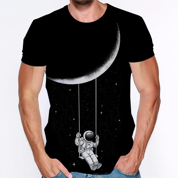 

Astronaut Mens T Shirt Universe 3D Print Tops & Tees Teenager Funny T-shirt Man Summer Short Sleeve Boys Streetwear Sportswear