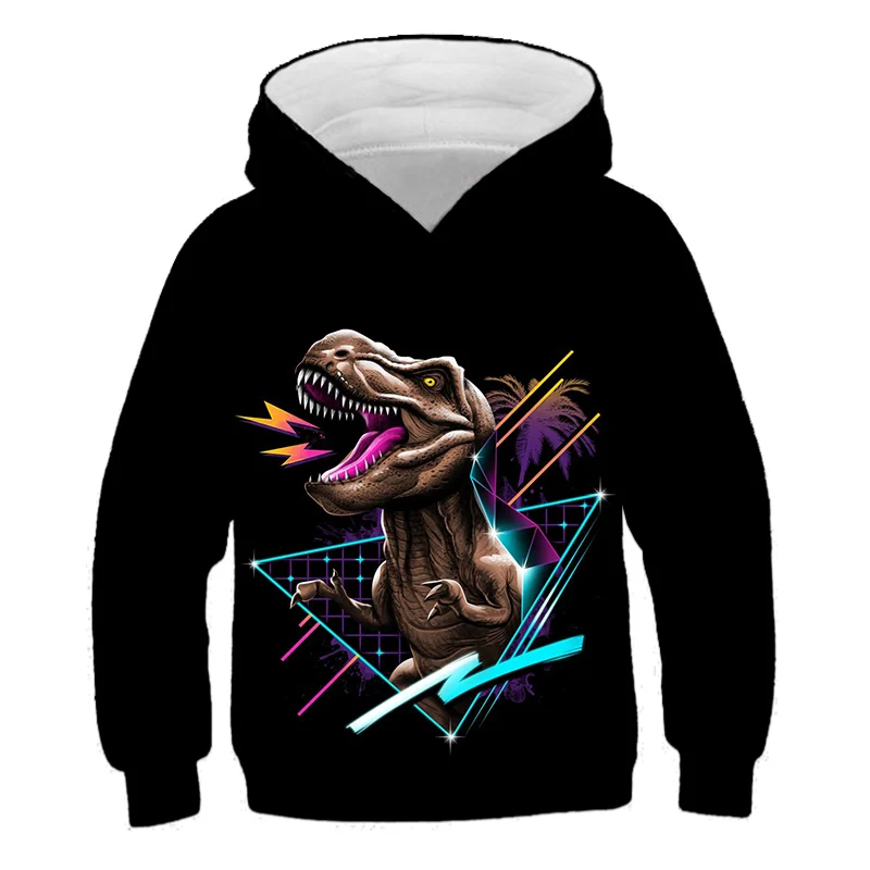 

Autumn Sweatshirt Street Art Splash Ink Dinosaur Print Pattern Sportswear Pullover Children's Sweater Boy top Girl Clothes