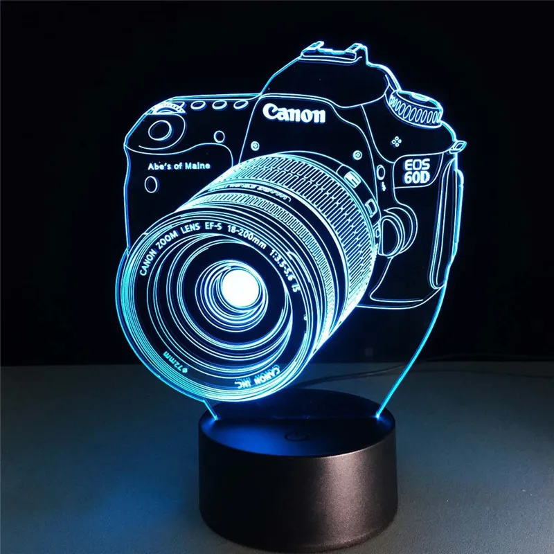 

HY Новинка Светодиодный Ночной светильник с камерой 3D лампа для детской спальни Ночной светильник 7 цветов сенсорный Настольный светильник ...