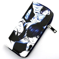 colorful long style pu wallet printed with anime black butler cielsebastian