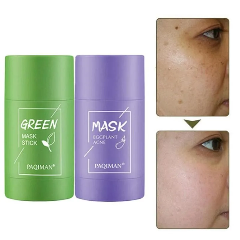 Green Tea Mask Deep Cleansing Mud Mask Eggplant Masks Purifying Clay Stick Mask Remove Blackhead Fine Pores