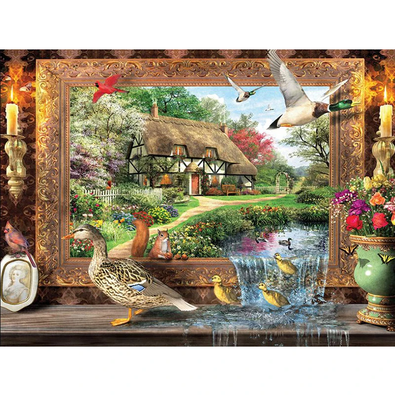Рукоделие 5D алмазная картина Сделай Сам Алмазная вышивка животные дома река вода