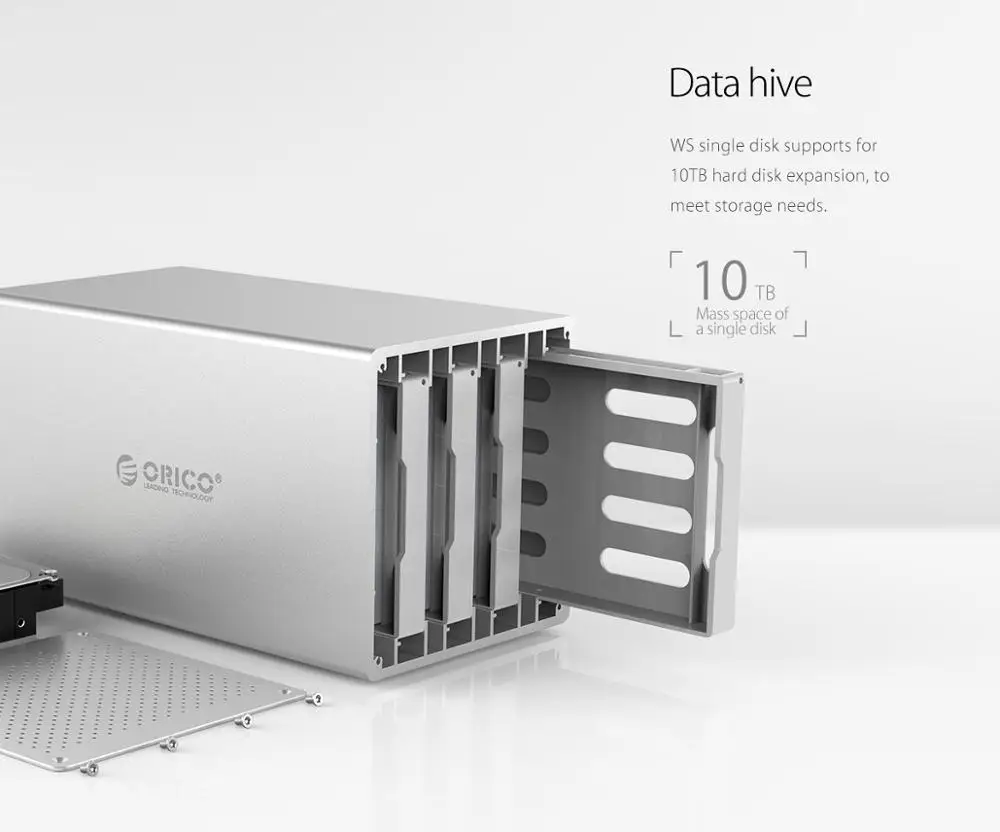 ORICO Honeycomb Series 3.5 inch 5 Bay Aluminum Alloy Type-C Hard Drive Enclosure with Raid,Transfer rate USB3.1 Gen1 5Gbps