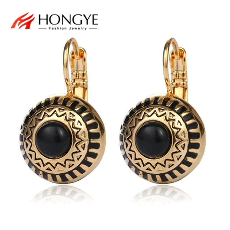 HONGYE Brincos можно носить 3 Камень Стразы круглый шар резные серьги гвоздики Bijoux