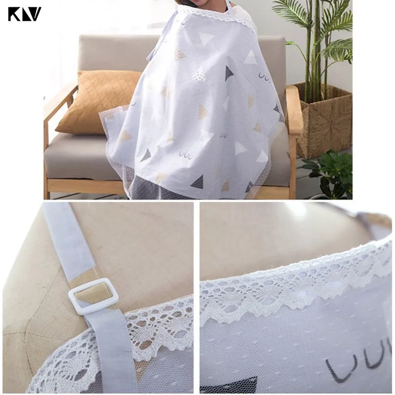 

KLV Cotton Newborn Nursing Cover Outdoor Baby Breastfeeding Apron Breathable Summer Mum Shawl Blanket