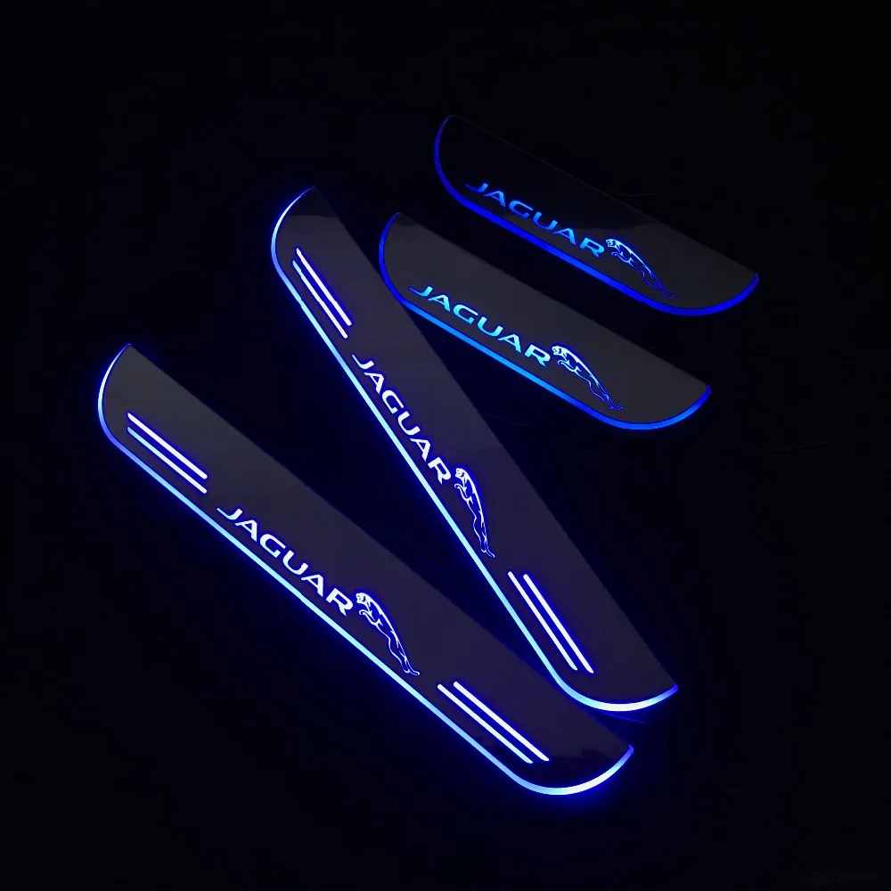 RQXR led движущиеся двери потертости для jaguar xf динамический порог пластина плоский накладной поток/фиксированный свет, 4 шт