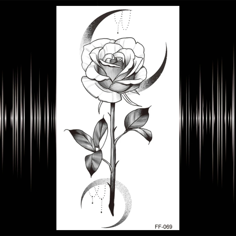 Временная татуировка с совой черной хной для женщин Ювелирное Украшение 3D розой