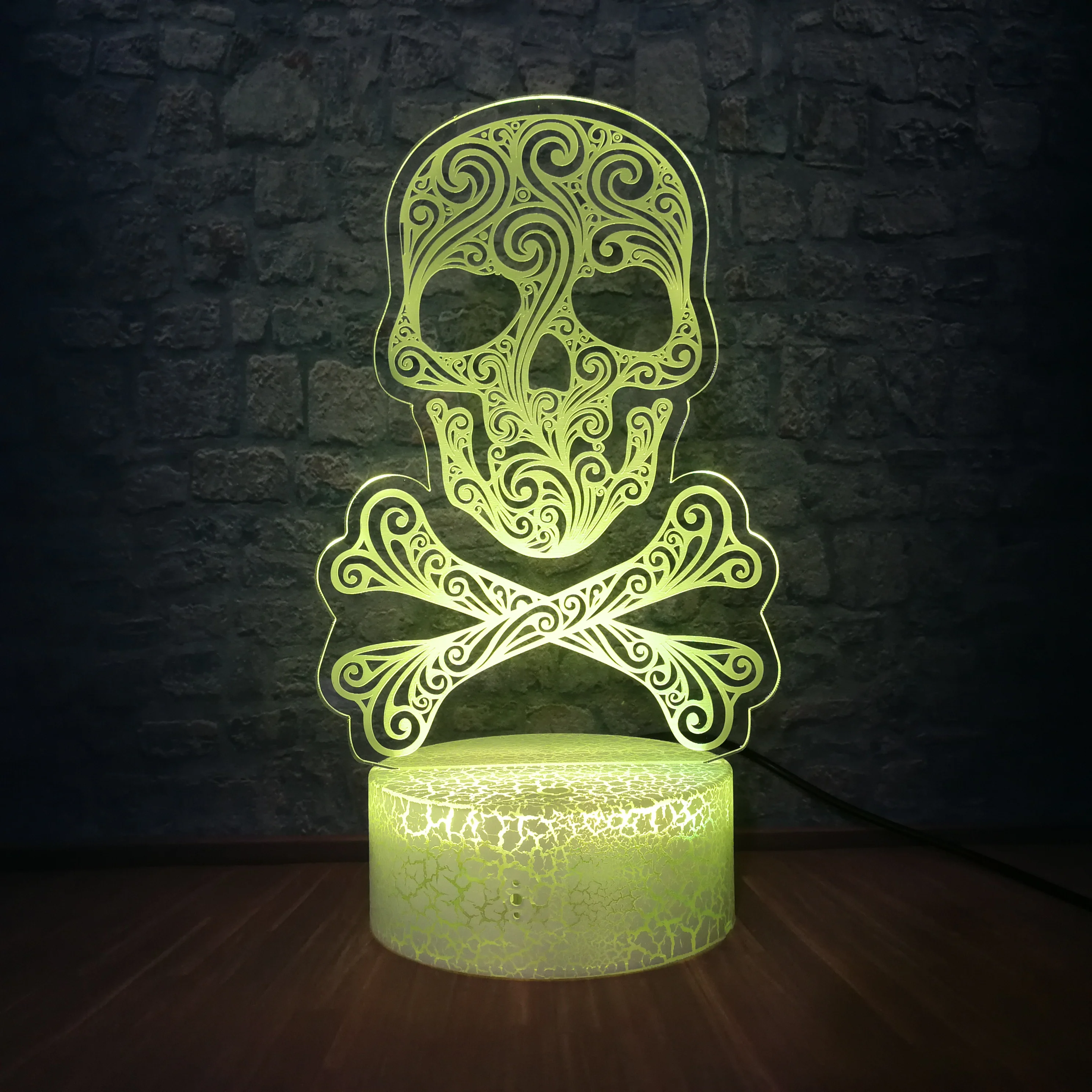 Halloween Skull 3D LED Color Night Light Change Lamp 7 Changing Atmosphere Pirate Desk Party Luminaria Decor Kid Gift | Лампы и