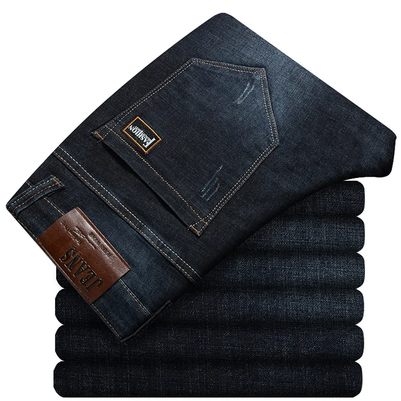 

Fashionable Men Plus Fat Stretch Pants 2018 Autumn Large Size Men's High Waist Embroidered Jeans