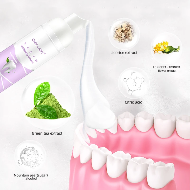 Отбеливающий мусс для чистки зубов свежая блестящая зубная паста отбеливание