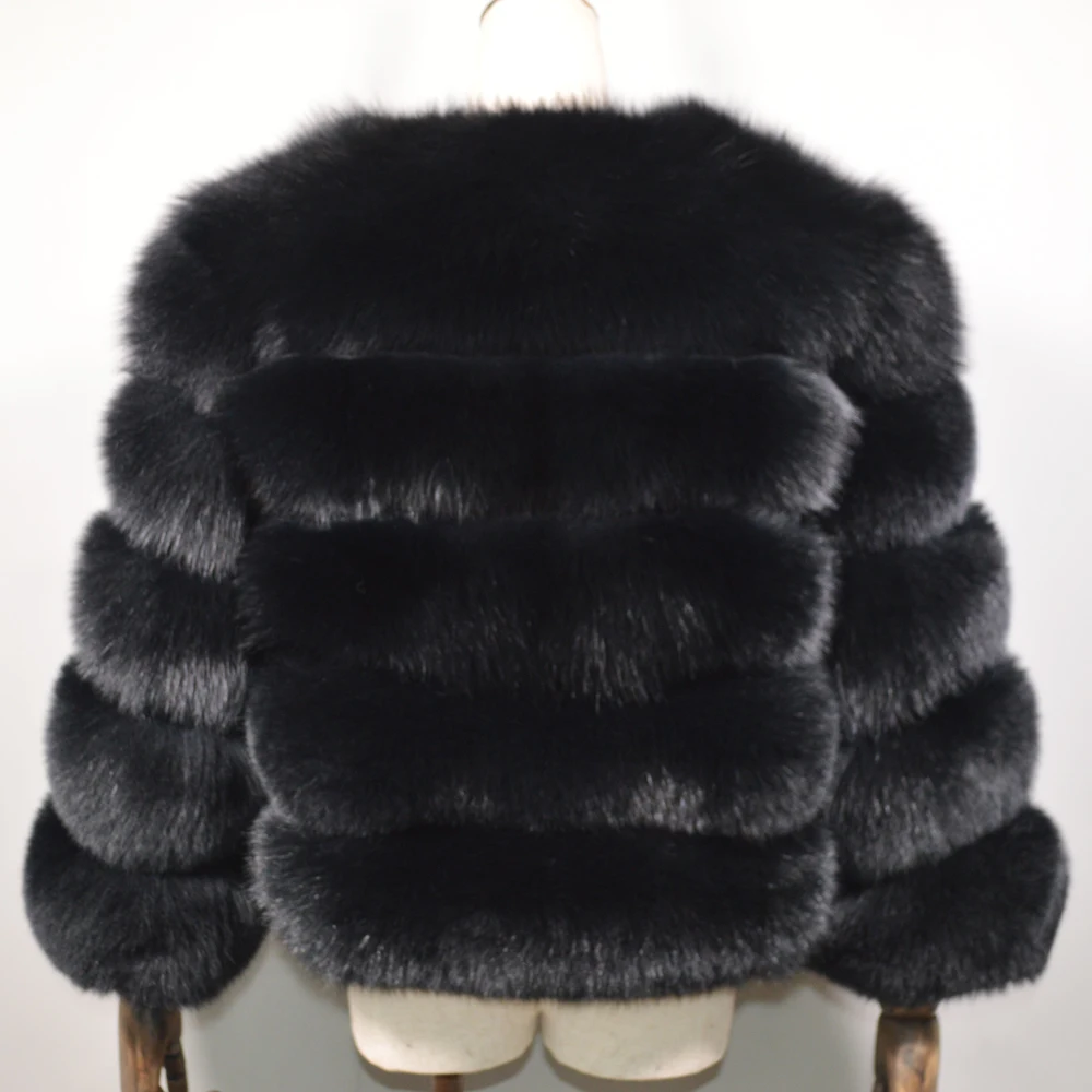 Женское короткое пальто из натурального Лисьего меха куртка 100% зимнее лисьего