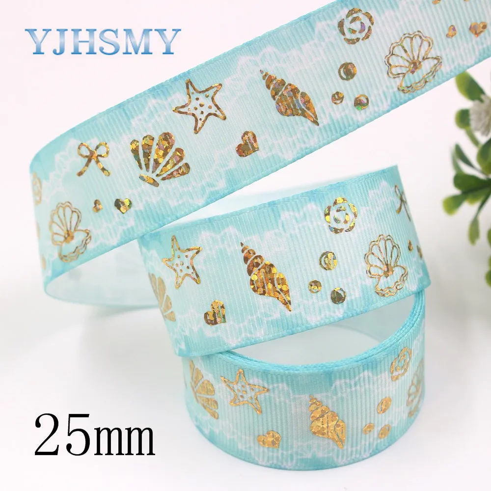 YJHSMY I 19826 2000 (1 ")25 мм 10 ярдов морской узор горячего тиснения переводная лента DIY