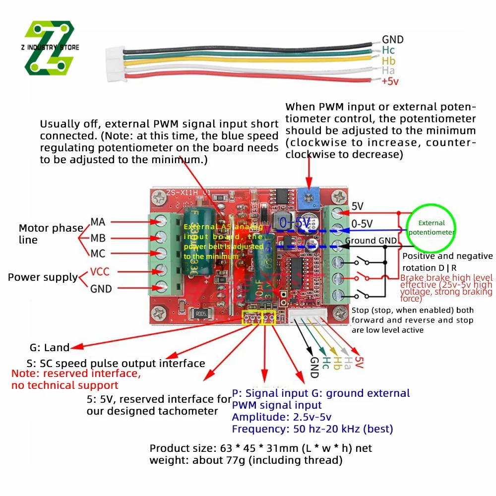 DC9-60V 400 Вт BLDC трехфазный бесщеточный двигатель постоянного тока устройство