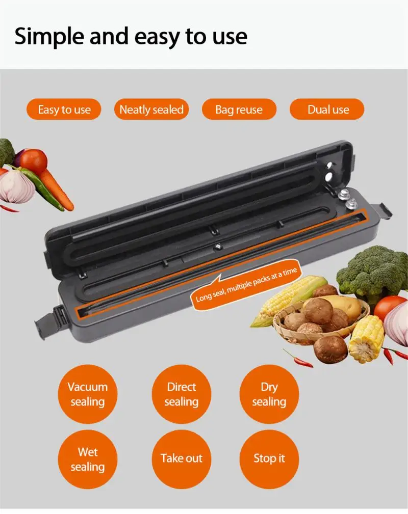 

Portable Food Vacuum Packaging Machine Household Automatic Vacuum Sealer Plastic Sealer Kitchen Storage & Organizor Bag Clips