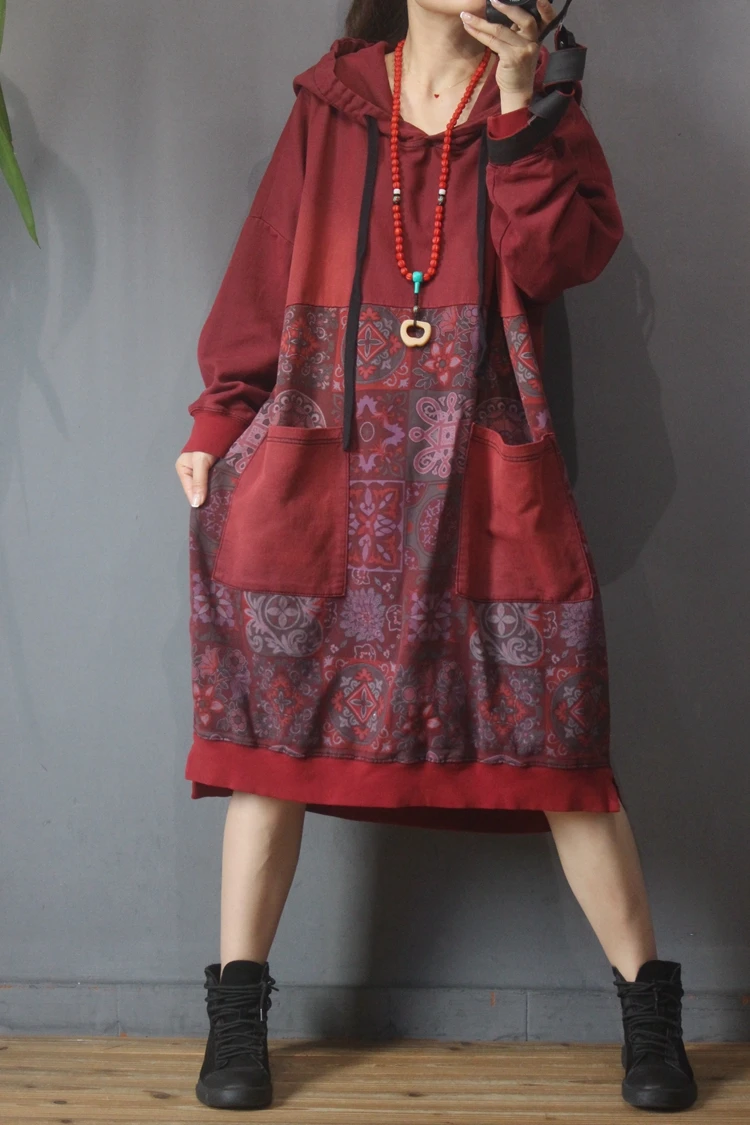 Женская толстовка с капюшоном осень зима в винтажном стиле С принтом свободный