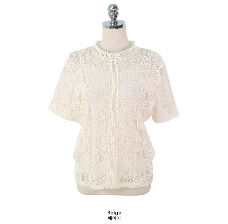 

Women Shirts Hollow Out Summer White Lace Blouse Blusas Mujer De Moda 2021 Fashion Short Sleeve Women Blouses and Tops 8745 50