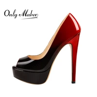 onlymaker16cm womens sexy peep toe platform stiletto slip on super high heel pumps party dress shoes plus size us 15