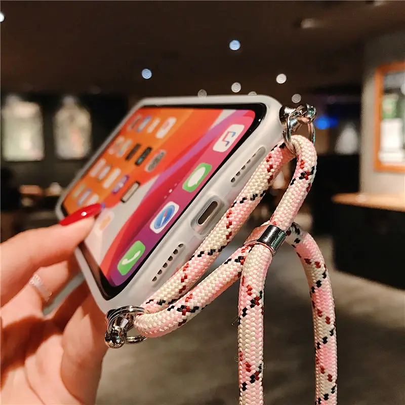 Чехол для телефона с ремешком и мраморной текстурой iPhone 13 12 11Pro Max XR XS X 6S 7 8 Plus