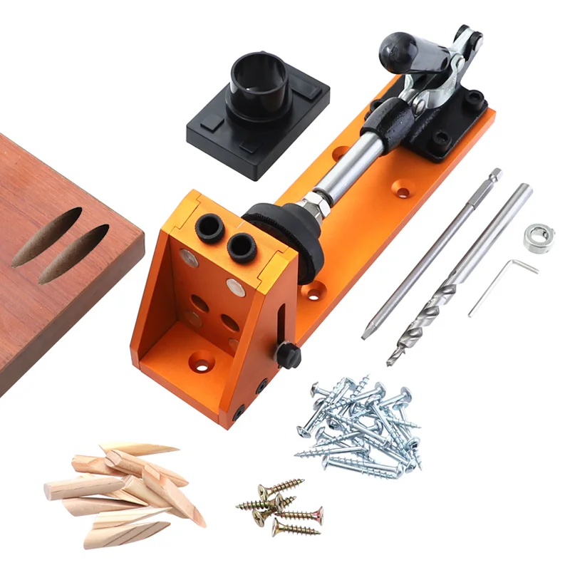 Woodworking Inclined Hole Doweling Jig Pocket Hole Jig Kit With 9.5mm Drill Bit Guide For Hole Puncher Furniture Carpentry Tools