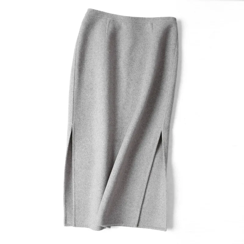 

Wool Mid-length Split Skirt High-quality Handmade Double-sided Woolen Skirt Female 2020 Autumn New Women's Clothing