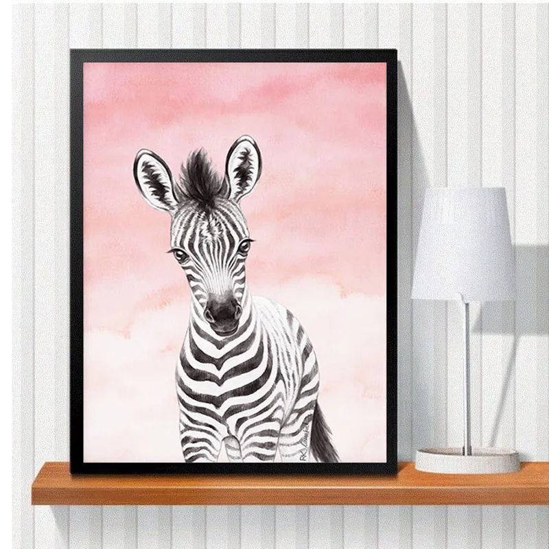 Алмазная картина сделай сам розовый жираф слон Зебра | Дом и сад