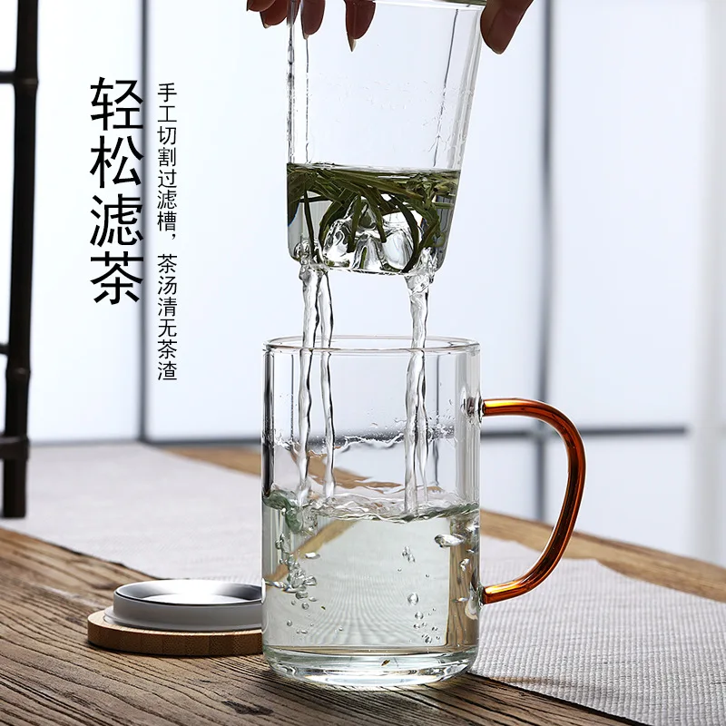 Стеклянная чайная кружка в китайском стиле с крышкой и фильтром кофейные чашки