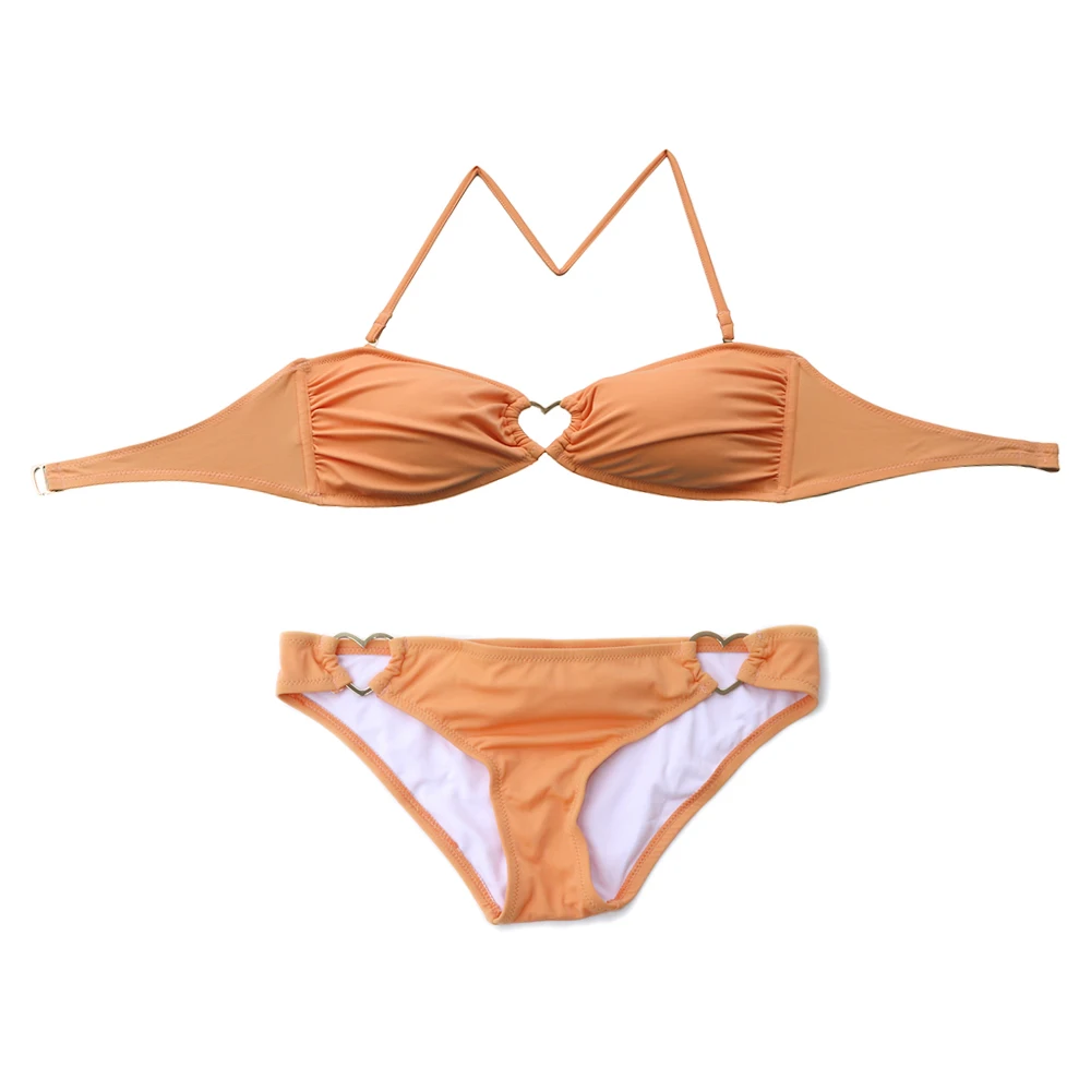 Women Orange Heart-shaped Jewelry Bikini Set Swimwear Swimsuit Biquini Bathing Suit Designs Girl Maillot De Bain