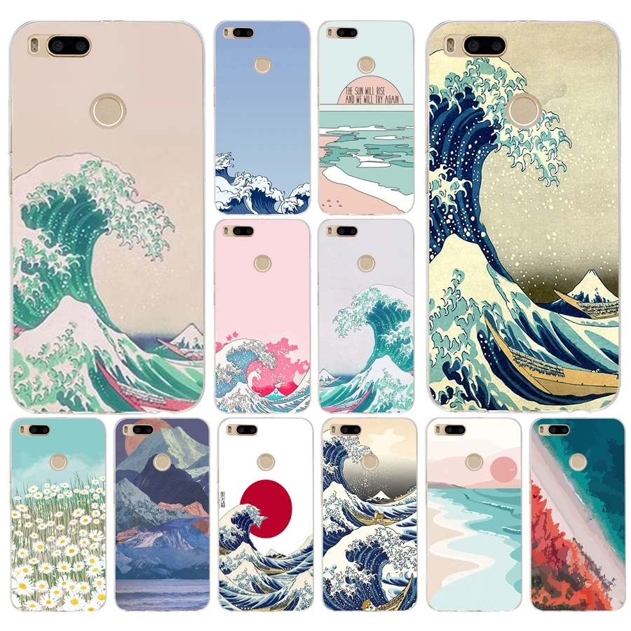 30AS волна Искусство Японский зеленый Illust Классический мягкий Силиконовый ТПУ чехол для телефона Xiaomi MI A1 A2 A3 6 8 9 SE lite