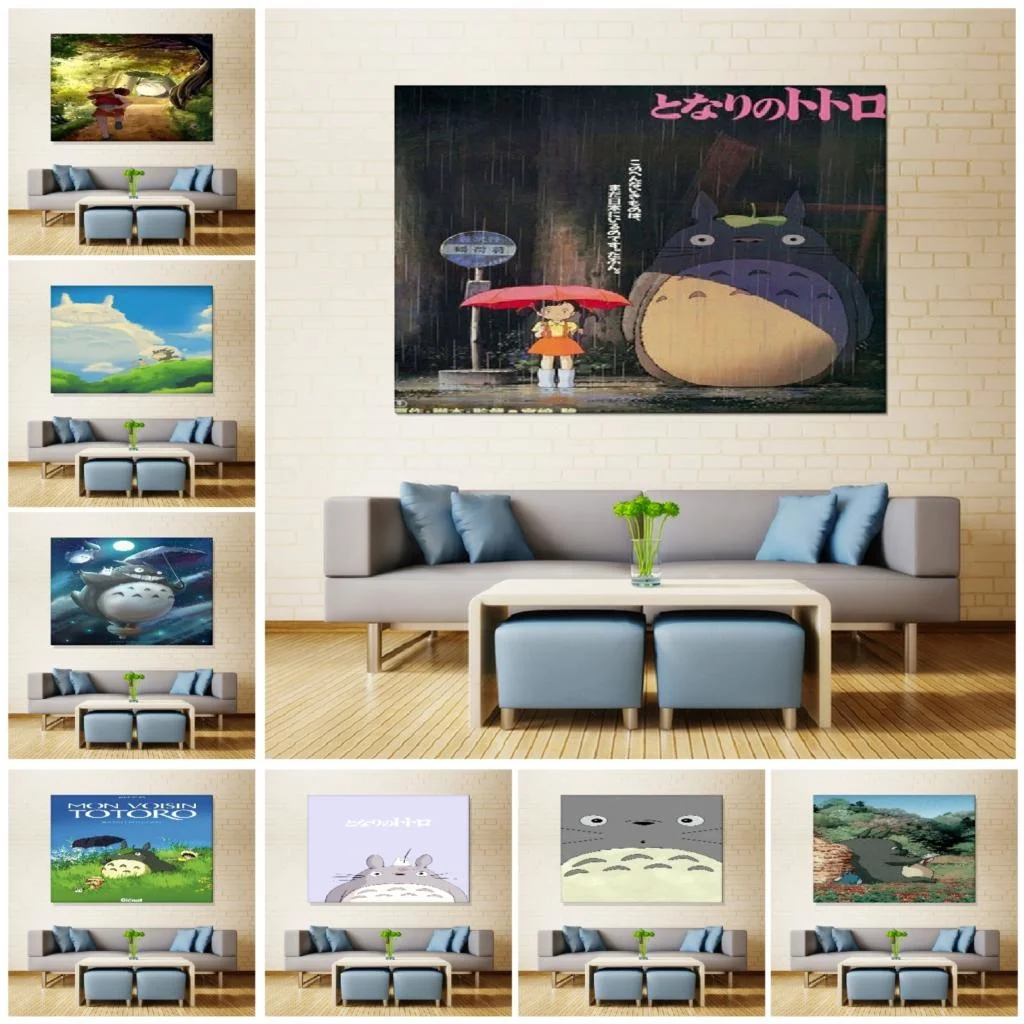 Милая Картина на холсте Тоторо Миядзаки Хаяо настенное искусство подвесная
