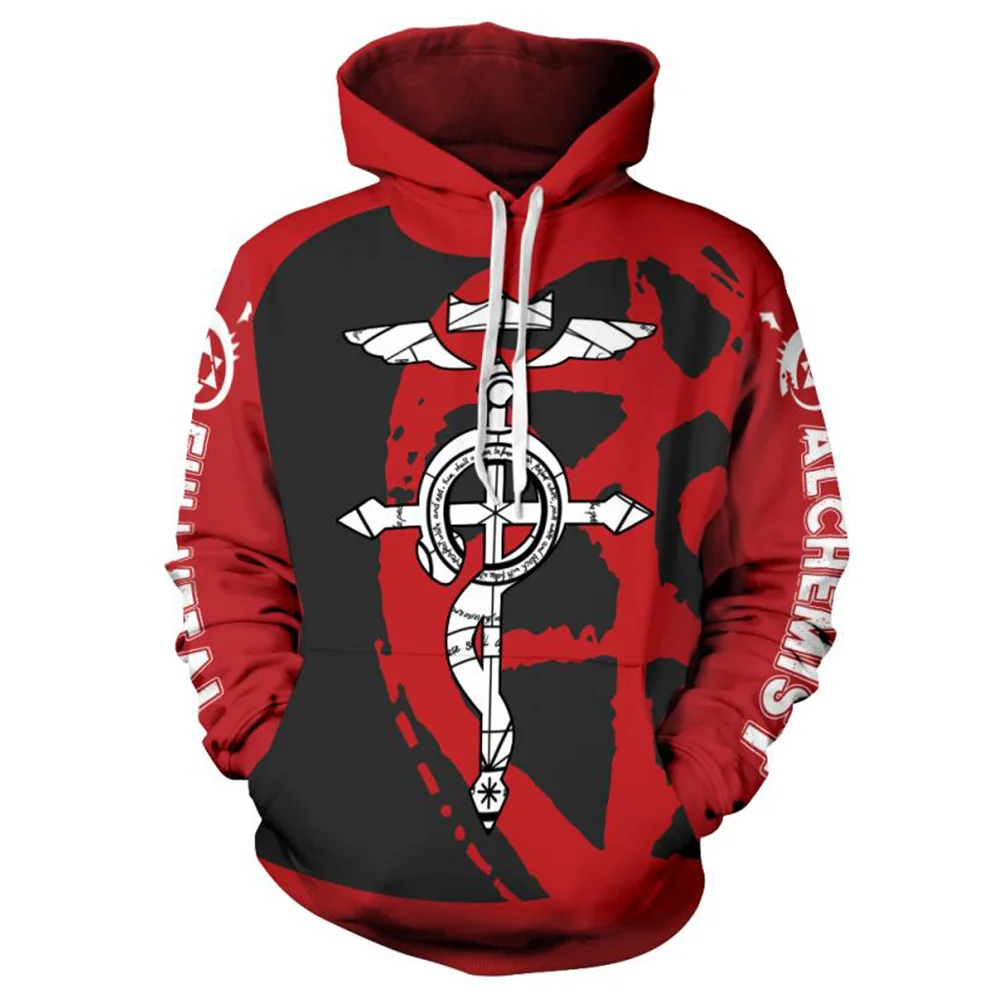 

Fullmetal Alchemist Cosplay Hoodie Men Women Casual Hooded Sweatshirt Pullover Zip Up Jacket Coat