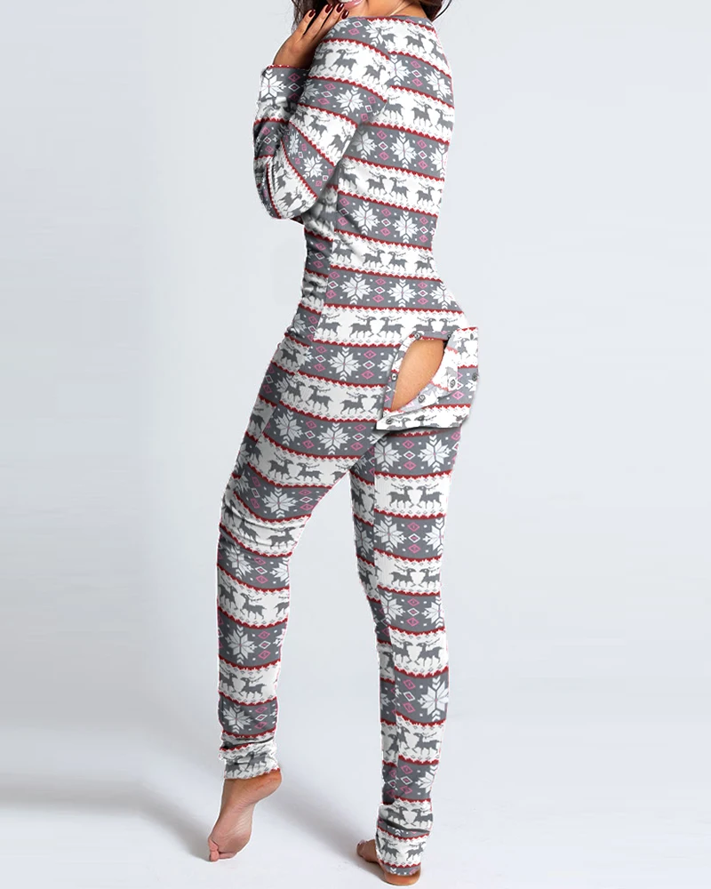 Новый год 2021, Рождество, функциональный Пижамный костюм для взрослых с принтом на пуговицах, съемный комбинезон без рукавов