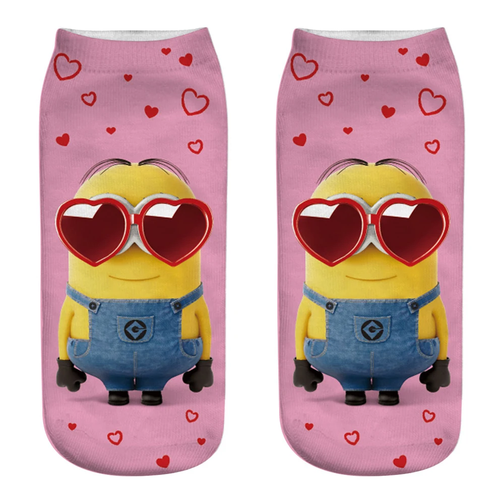 Новинка 2020 Брендовые женские короткие носки с 3D принтом миньонов Модные