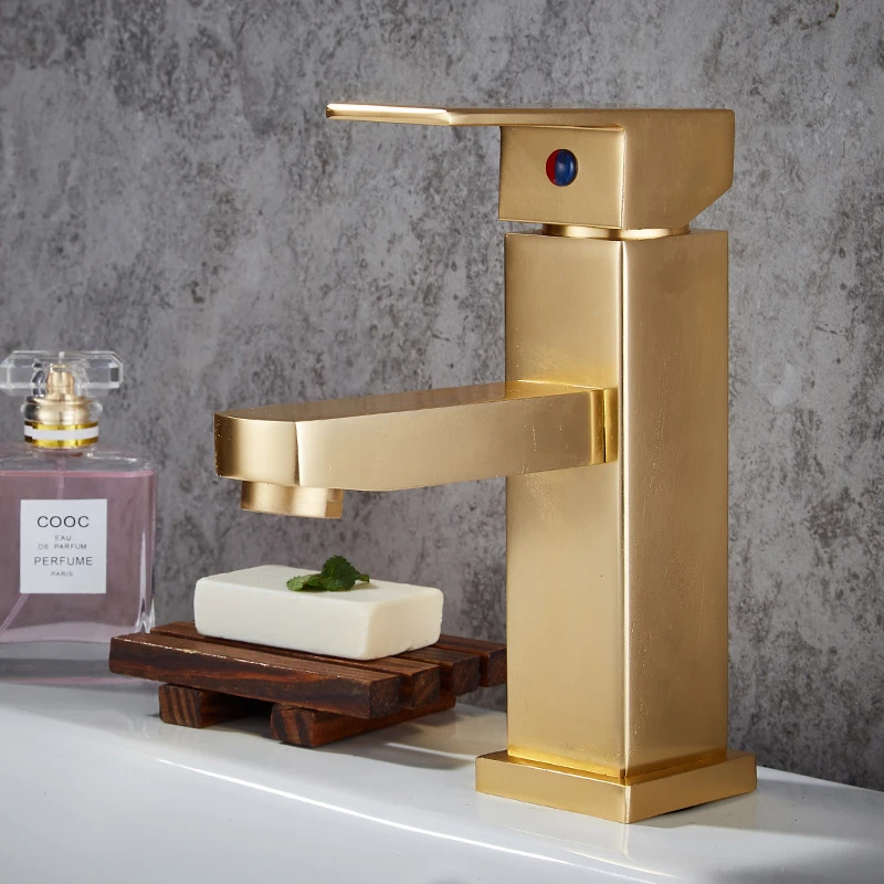 Роскошный квадратный алюминиевый смеситель для раковины в ванной комнате кран