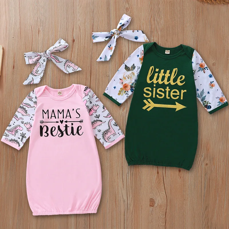 Спальный мешок с длинными рукавами для малышей Mamas Bestie маленькая сестра динозавр