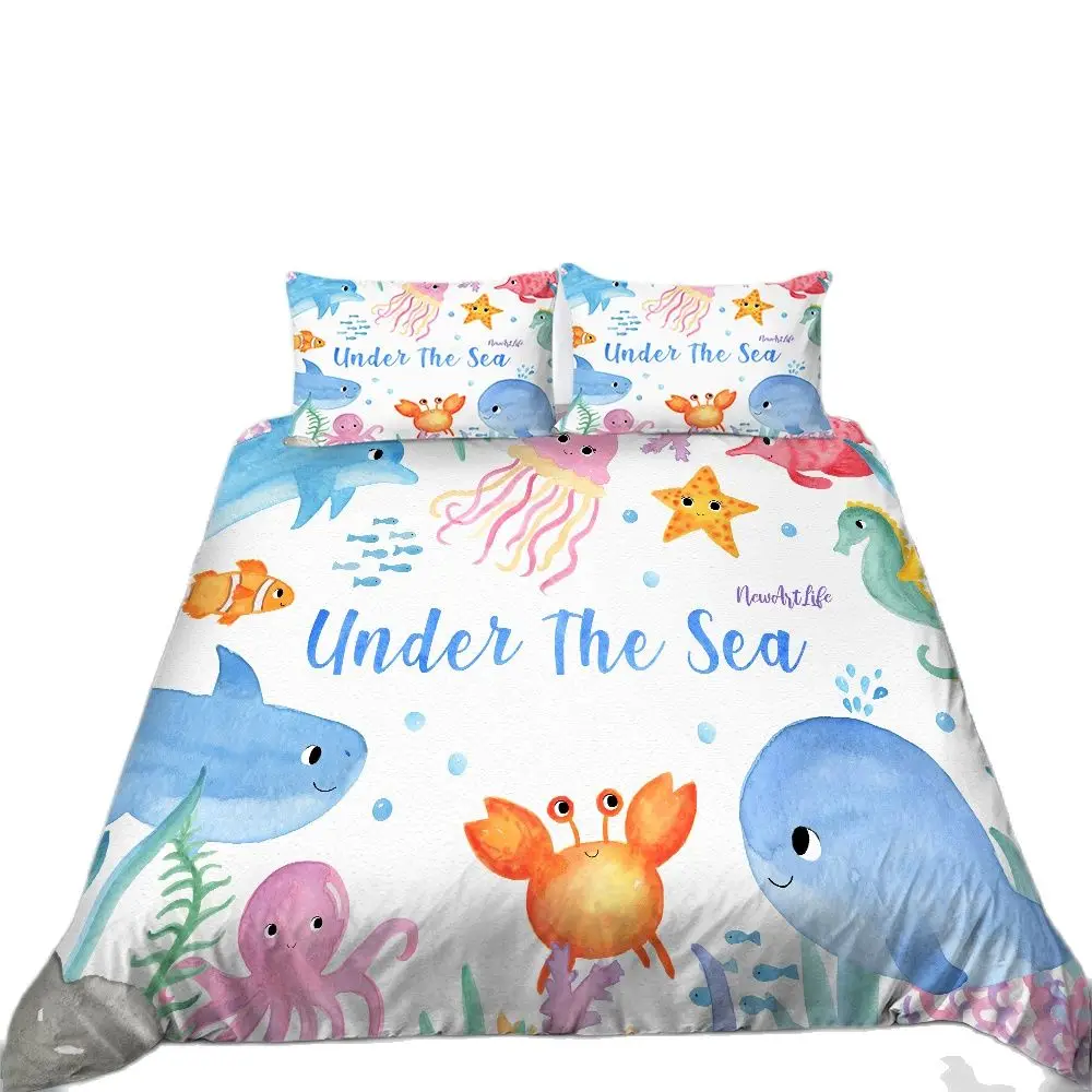 

Marine Life Seahorse Jellyfish Bedding Set Bedroom Decor Gifts Duvet Comforter Cover 2/3 Pieces Bedspread with Pillowcases