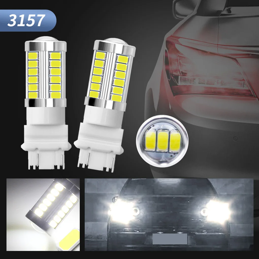 

2PCS White 12V Daytime Running Light 3157-33smd Car Brake Light Tail Turn Signal Auto Rear Reverse Bulbs