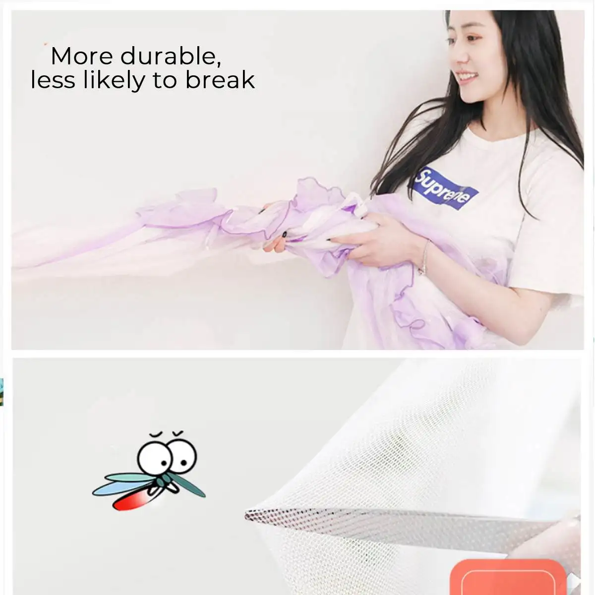 

200X120cm Household Yurt Mosquito Net With Bracket Three-Door Mosquito Nets Mesh Encrypted Bed Tent Canopy For for Adult Girls