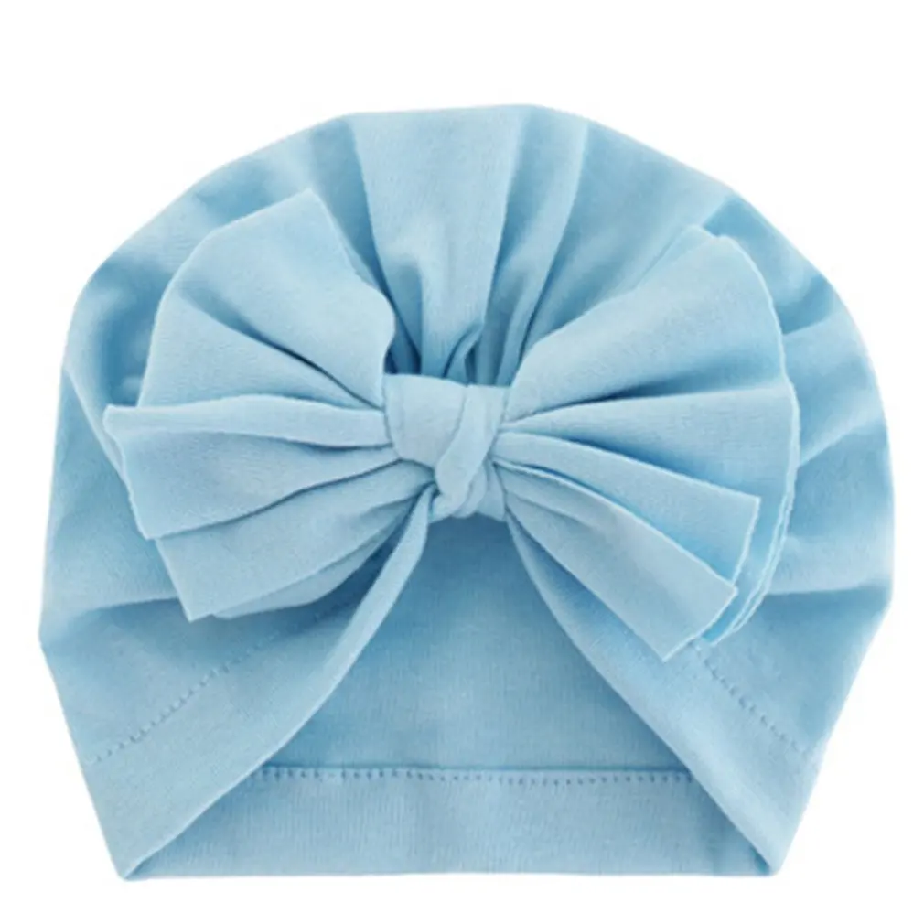Elasticity Infant Cotton Cloth Indian Hat Cute Type Kids Pullover Children Bow-knot Turban Solid Color Cap