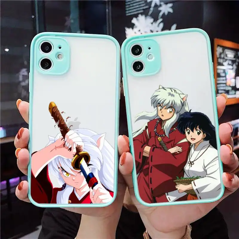 

Anime Inuyasha Phone Cases Matte transparent For blue iPhone 12 Mini 11 Pro XR XS Max 7 8 Plus X Back Cover