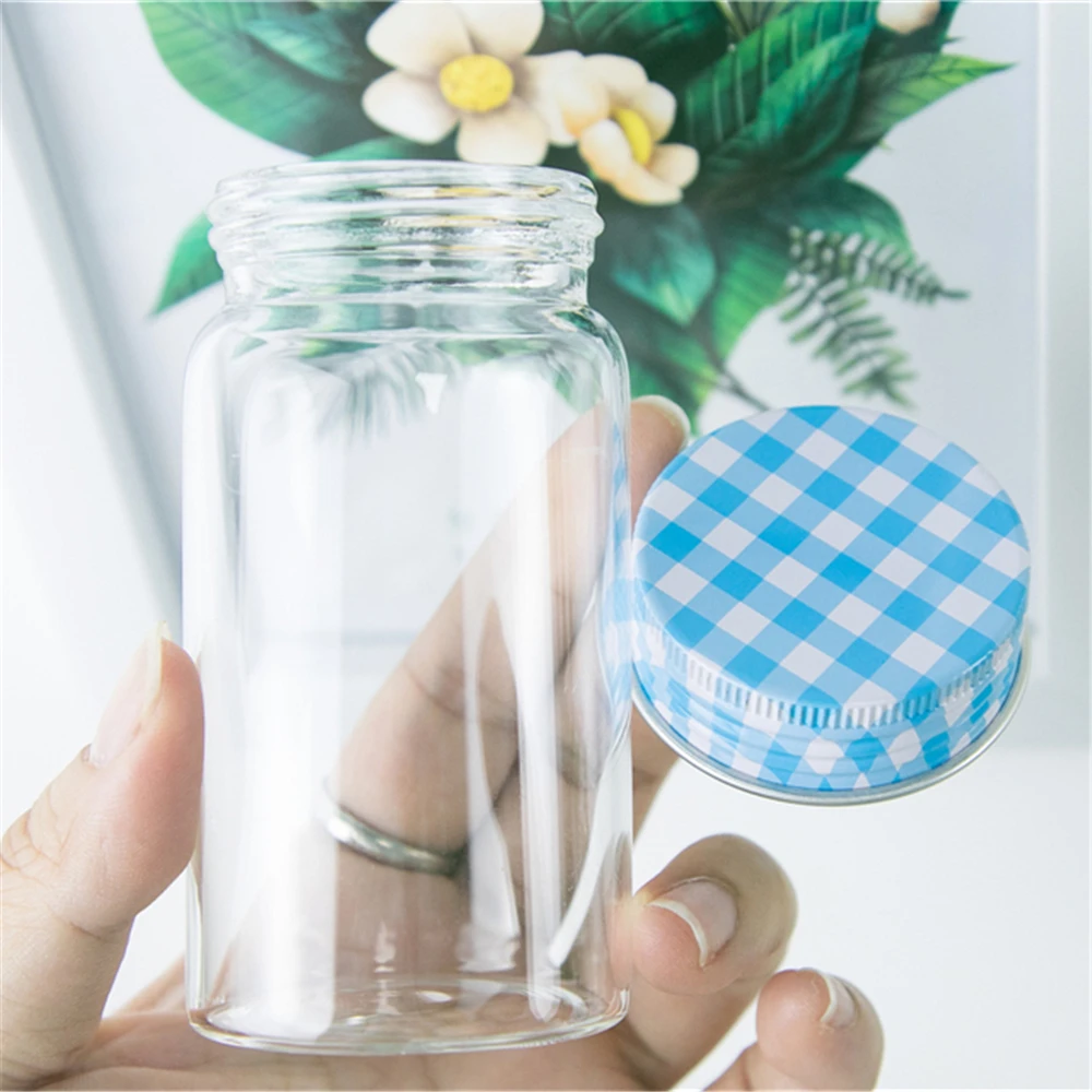 100 мл флакон из прозрачного стекла с синим Алюминий крышкой оригинальность