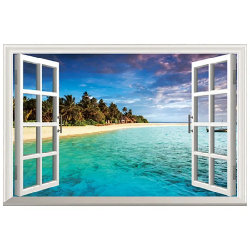 Вид на море росписи вода город Венеция Картина Пейзаж 3d поддельные окна