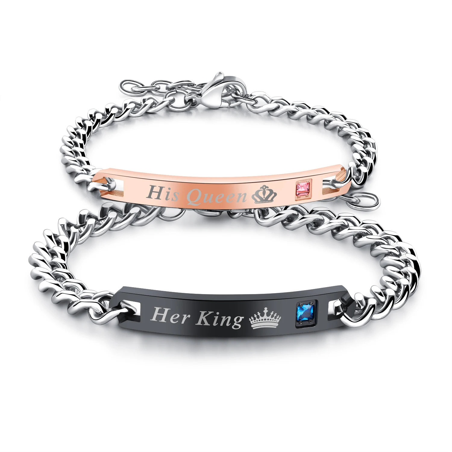 

Cyue European Stainless Steel Couple Bracelet Fashion Rose Gold Plated With AAA CZ For Women Men Jewelry
