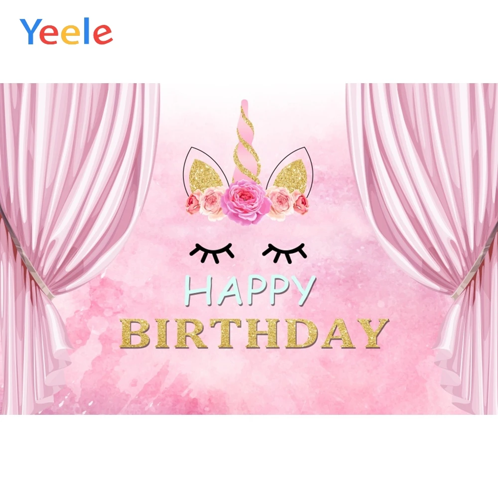 

Yeele Unicorn Party Birthday Flowers Rainbow Baby Child Photographic Backgrounds Custom Photography Backdrops For Photo Studio