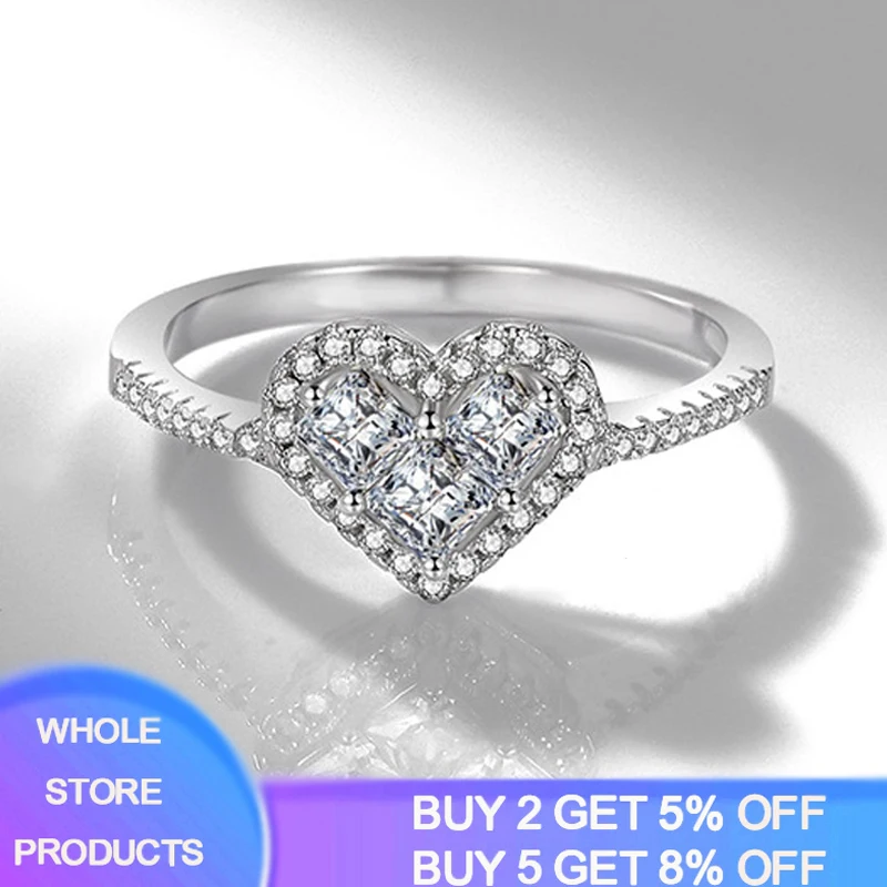 YANHUI серебряное кольцо с сердечком для женщин женские милые кольца на палец