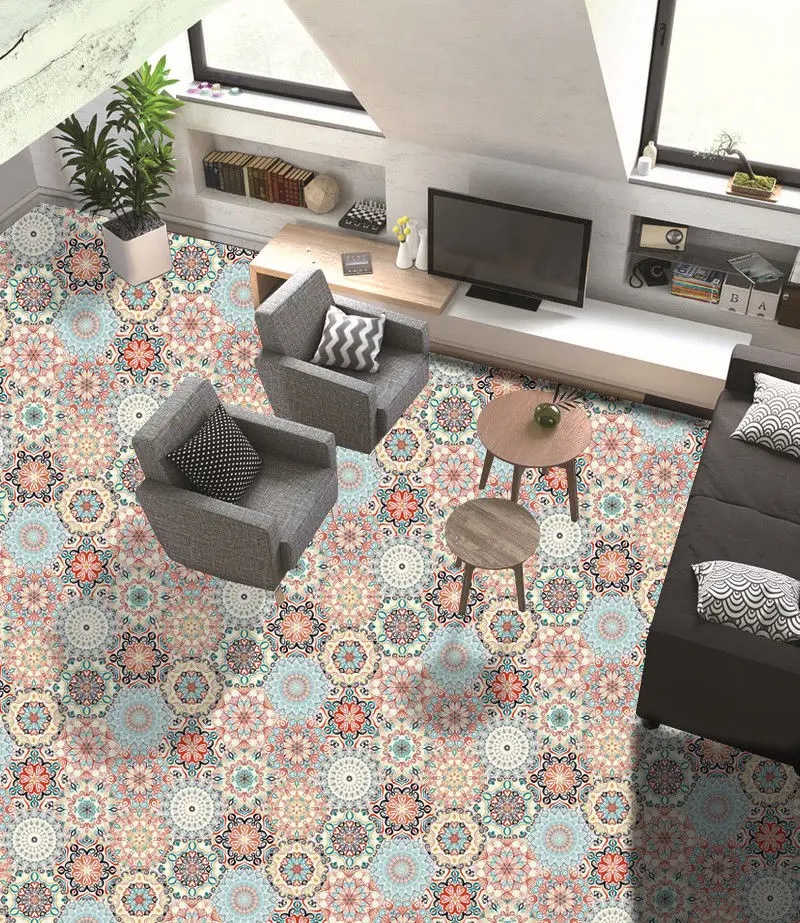 Шестигранные водонепроницаемые наклейки на пол в ванную комнату самоклеящиеся