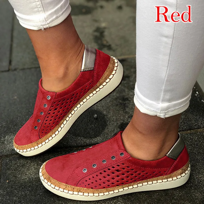 red-3 MoneRffi кроссовки; Женская Вулканизированная обувь; Повседневная дышащая обувь; женская обувь из мягкой кожи на плоской подошве; женские кроссовки - Цвет: red-3