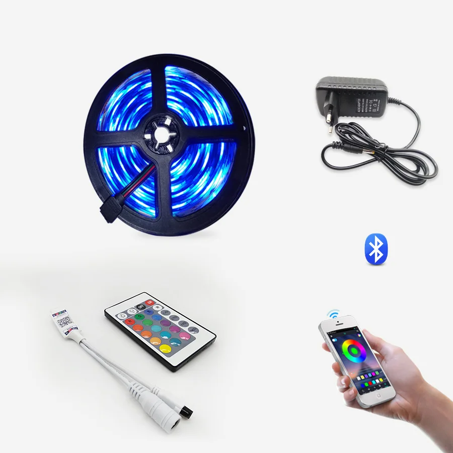 Светодиодная лента RGB SMD 5050 с Bluetooth 2835 5/10/15 м 12 В постоянного тока|Светодиодные