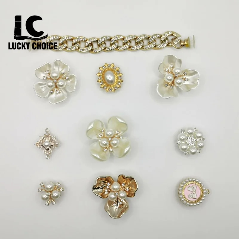 

5/10pcs Croc Shoes Charms Designer Croc Charms Bling Flower Rhinestone for Shoecroc Jeans Gift for Clog Decaration